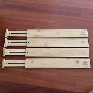 Brand new contracting/adjustable bamboo drawer dividers! Never used.